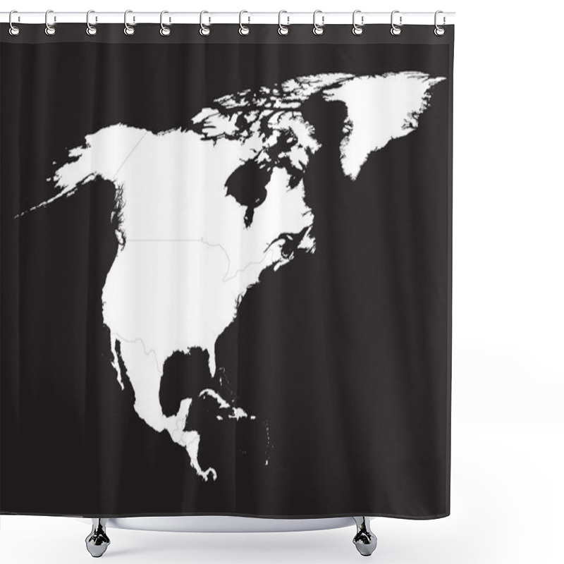 Personality  Black And White Map Of North America Shower Curtains