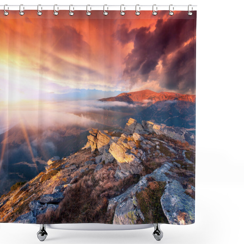 Personality  Landscape In The Mountains. Sunrise Shower Curtains