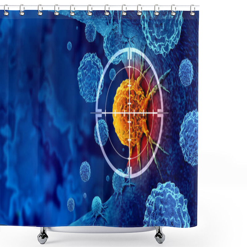 Personality  Cancer Detection And Screening As A Treatment For Malignant Cells With A Biopsy Or Testing Caused By Carcinogens And Genetics With A Cancerous Cell As An Immunotherapy Symbol As A 3D Render. Shower Curtains