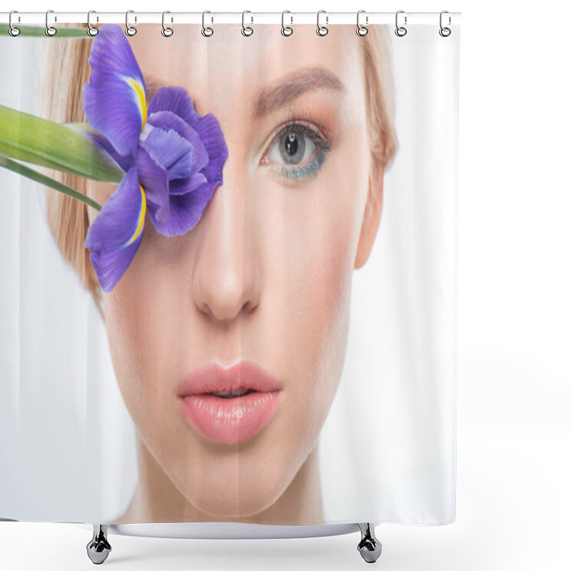 Personality  Young Woman With Flower  Shower Curtains