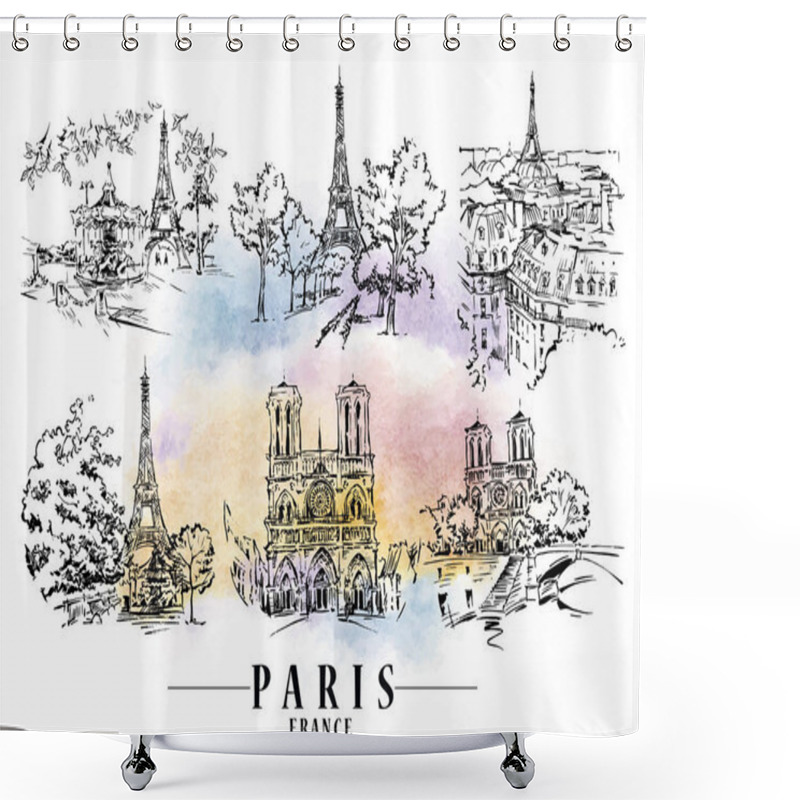 Personality  Paris Vector Illustration. Shower Curtains