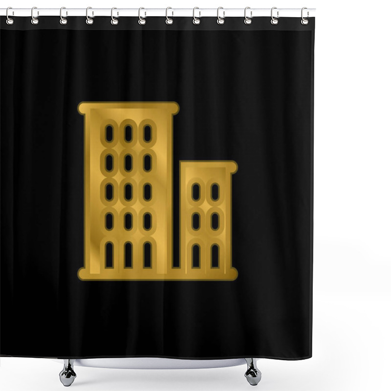 Personality  Apartments Gold Plated Metalic Icon Or Logo Vector Shower Curtains