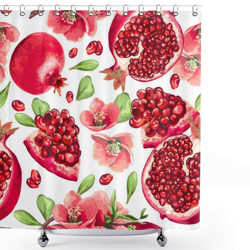 Personality  Pomegranate Fruit And Flowers. Shower Curtains