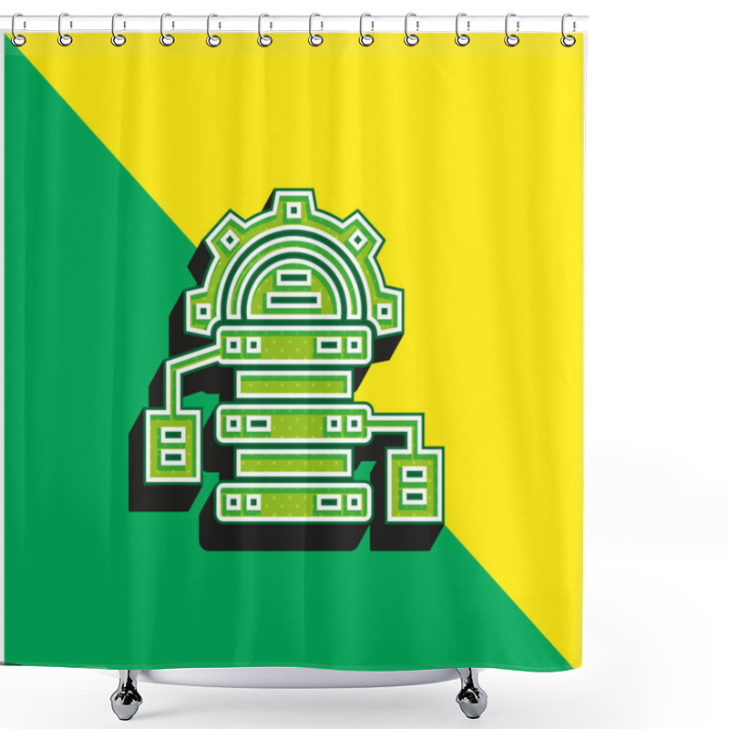 Personality  Big Data Green And Yellow Modern 3d Vector Icon Logo Shower Curtains