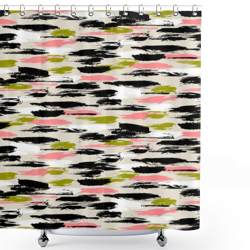 Personality  Pattern With Brushstrokes And Stripes Shower Curtains