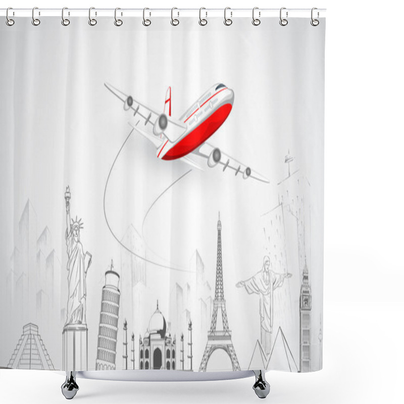 Personality  Airplane Flying Above World Shower Curtains