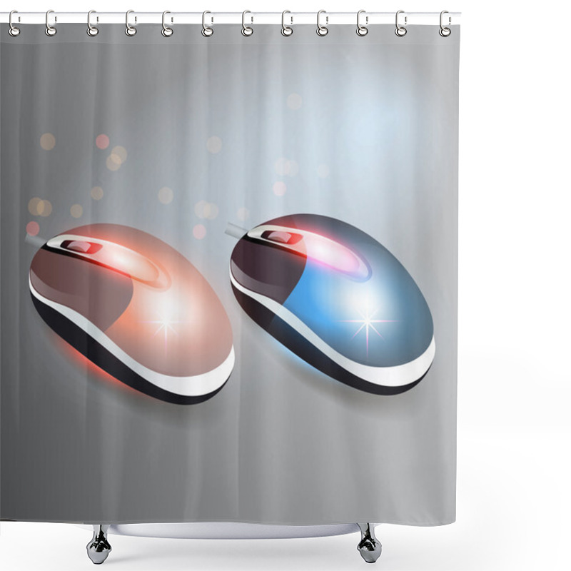 Personality  Red And Blue Wireless Computer Mouses Shower Curtains