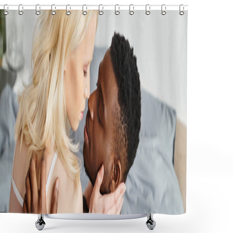 Personality  A Sensual Moment Captured In Which A Woman Leans In To Kiss Her Boyfriend Gently Shower Curtains