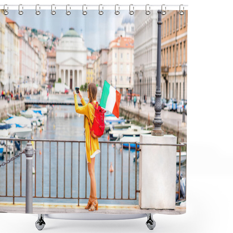 Personality  Woman Traveling In Trieste City In Italy Shower Curtains