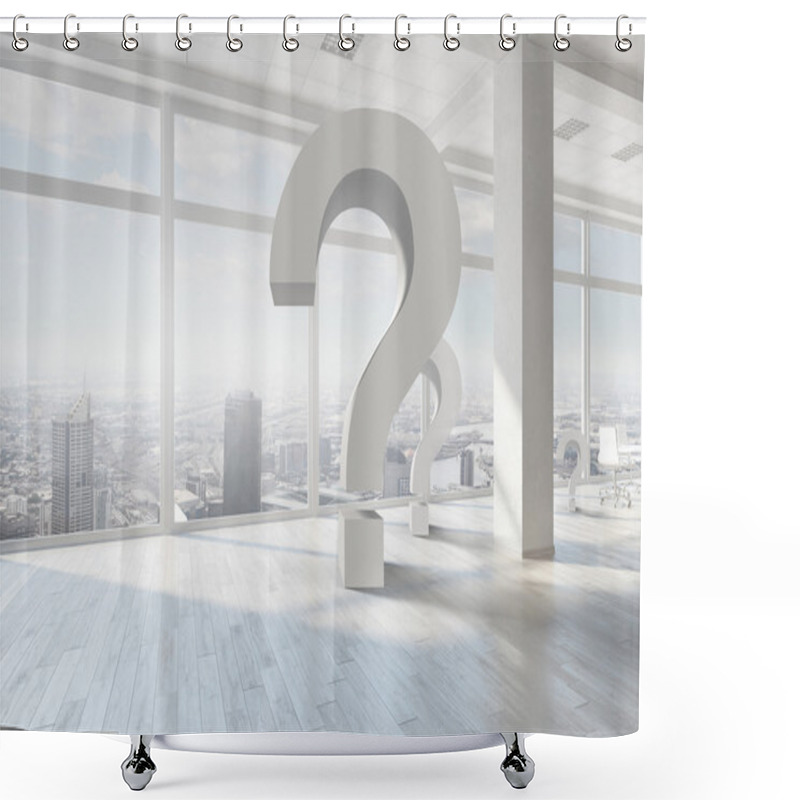 Personality  Big Question Mark Sign . Mixed Media Shower Curtains