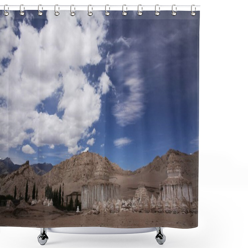 Personality  Valley Of Stupas In Leh, Indian Himalayas Shower Curtains