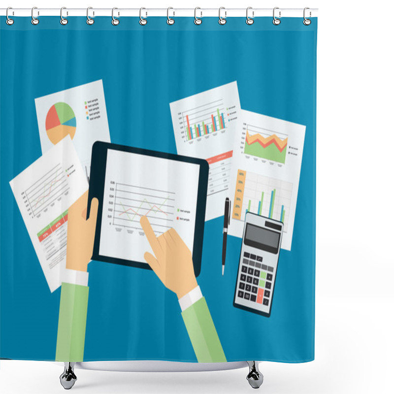 Personality  Business Planning And Business Investment. Graph With Paper Report Shower Curtains