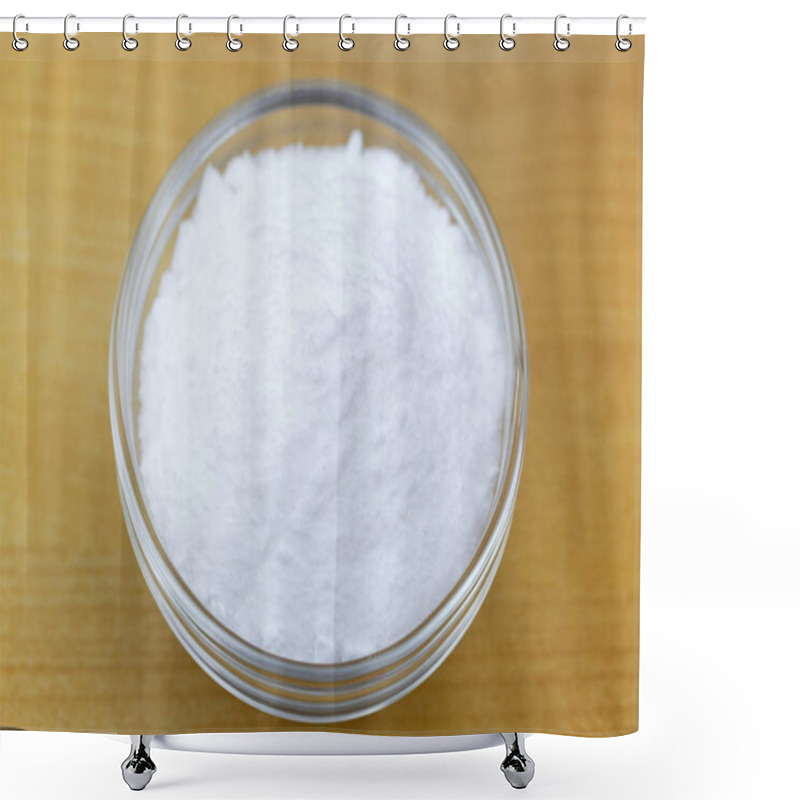 Personality  Bowl Of Baking Soda Powder On Wooden Background, Used As Cleaning Solution  Shower Curtains