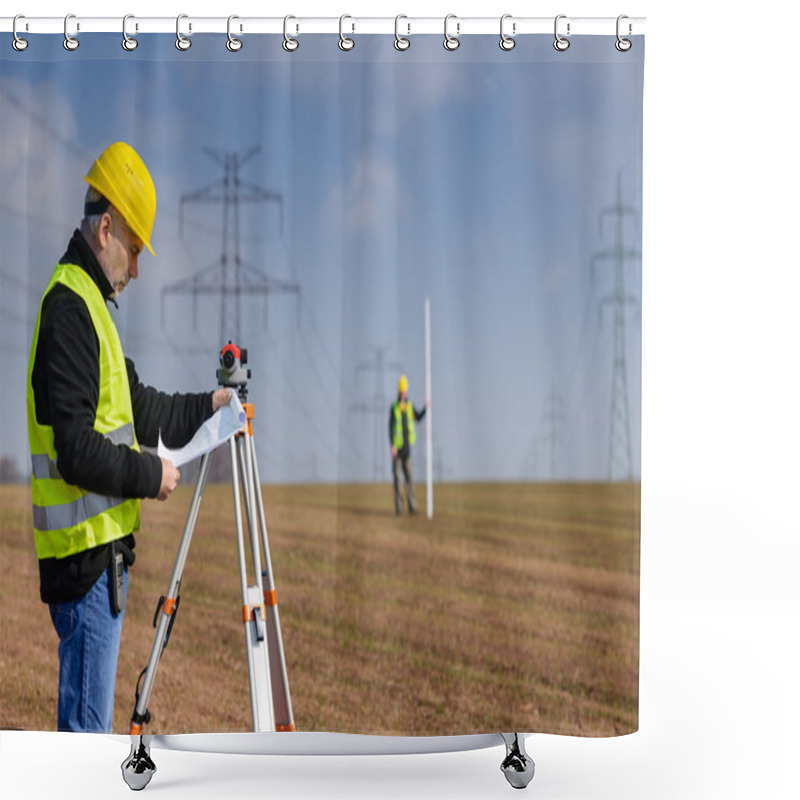 Personality  Geodesist Measure Land On Construction Site Shower Curtains