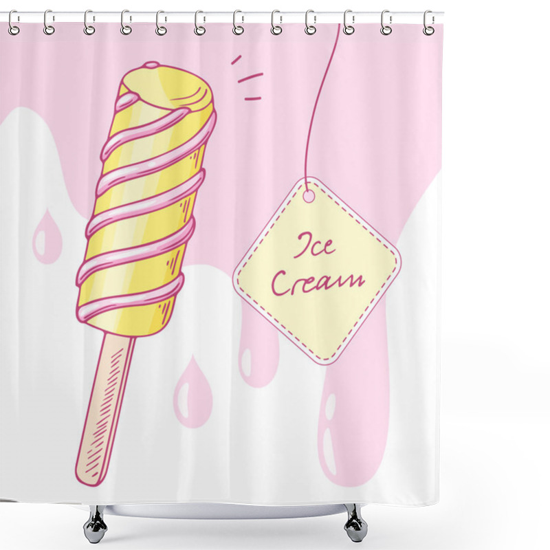 Personality  Hand Drawn Twisted Fruity Popsicle With Sweet Drops Shower Curtains