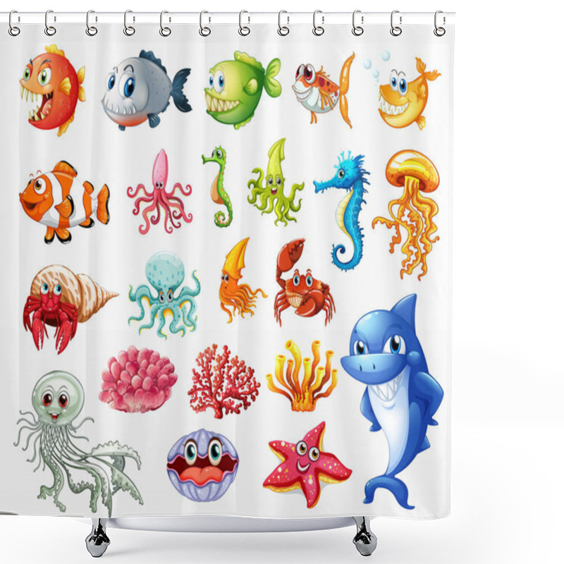 Personality  Variety Of Sea Animals Set Shower Curtains