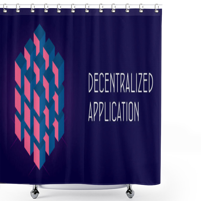 Personality  Decentralized Application Concept. Dapps On Ethereum Blockchain Technology. Fintech Open-source Software And Smart Contract. Header And Footer Banner Template With Text. Shower Curtains