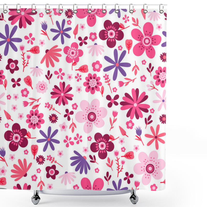 Personality  Amazing Floral Vector Seamless Pattern Of Flowers Shower Curtains