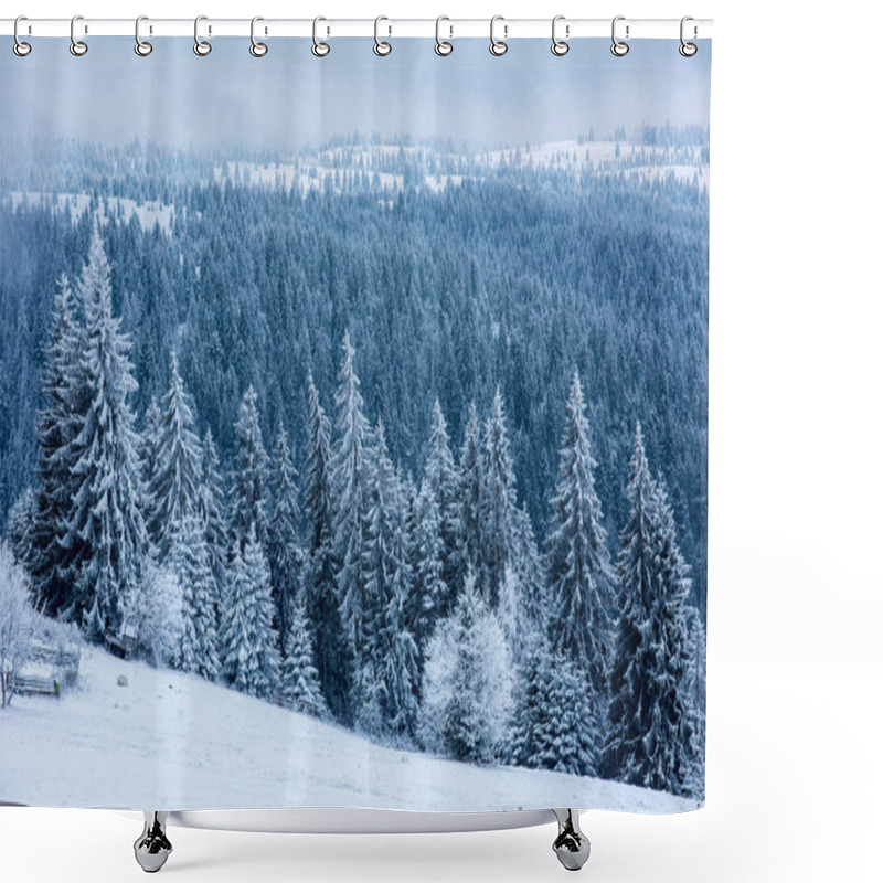 Personality  Christmas Background, Scenic Snow Covered Forest In Winter  Shower Curtains