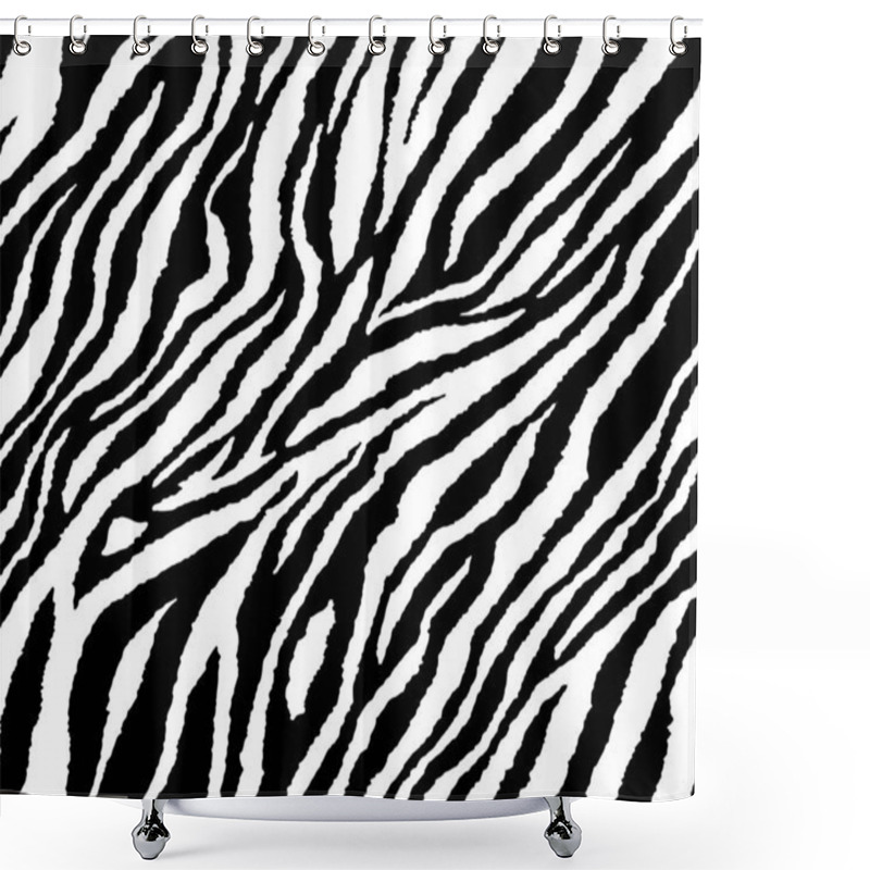 Personality  Full Seamless Wallpaper For Zebra And Tiger Stripes Animal Skin Pattern. Black And White Design For Textile Fabric Printing. Fashionable And Home Design Fit. Shower Curtains