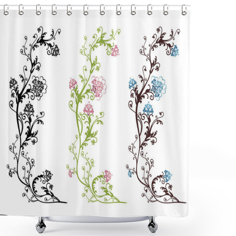 Personality  Floral Vector Designs Isolated Shower Curtains