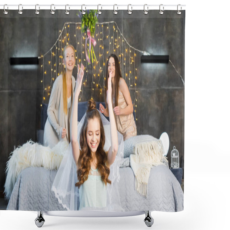 Personality  Fiancee Throwing Bouquet  Shower Curtains