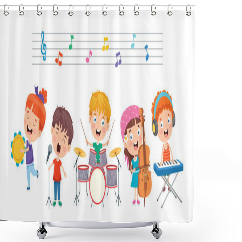 Personality  Funny Little Kids Performing Music Shower Curtains