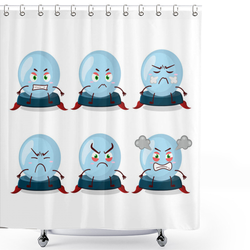 Personality  Crystal Ball Cartoon Character With Various Angry Expressions. Vector Illustration Shower Curtains