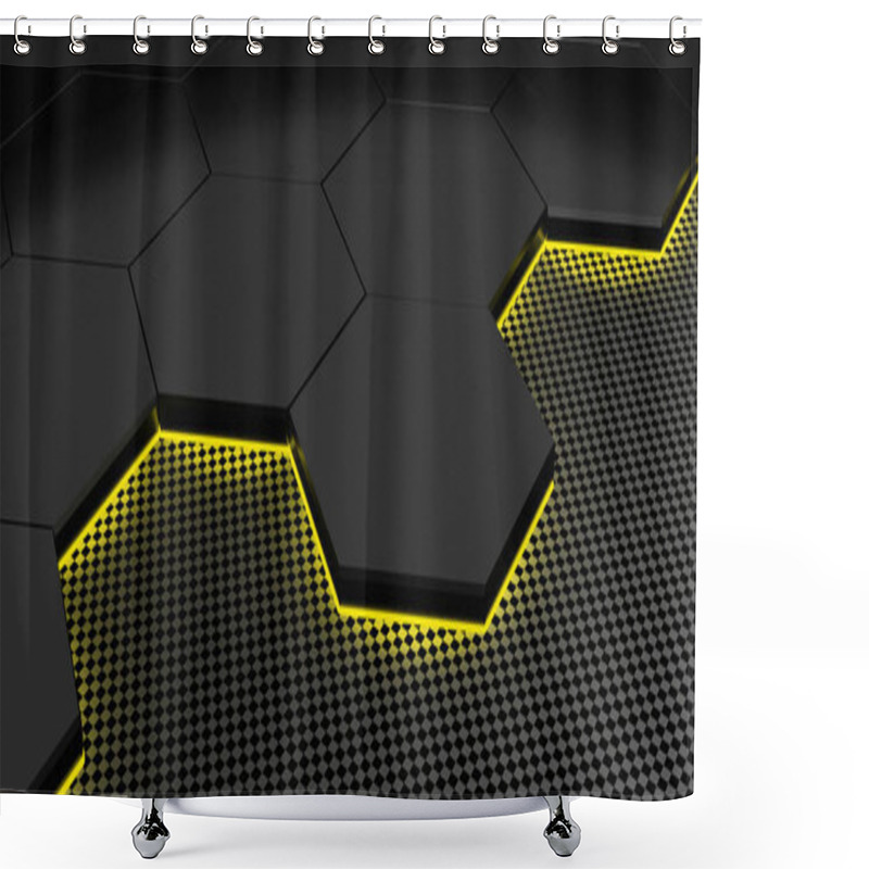 Personality  3d Illustration Of Modern Honeycomb Background Aluminium And Carbon Fiber Pattern  Shower Curtains