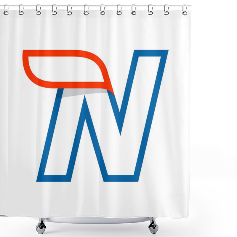 Personality  Letter N Logo With Red Wing. Shower Curtains