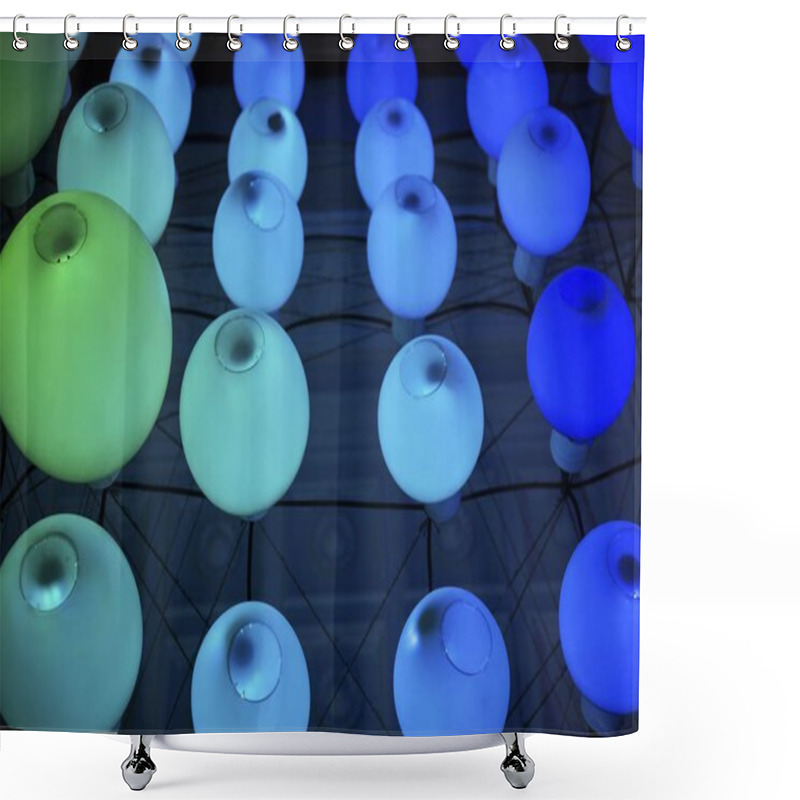 Personality  Colourful Round Lights In Funky Interior Design Detail Shower Curtains