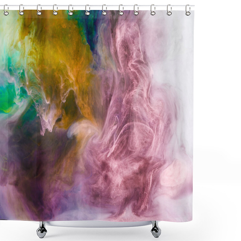 Personality  Creative Background With Violet And Orange Flowing Paint Shower Curtains