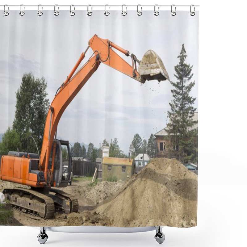 Personality  Excavator At The Construction Site. Shower Curtains