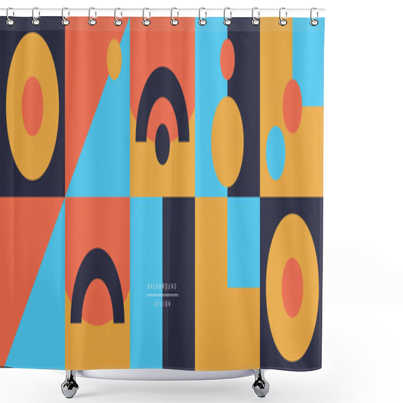 Personality  Neo Memphis Geometric Pattern With Circles, Squares And Lines. Pop Art Abstract Background For Covers, Banners, Flyers And Posters And Other Templates Shower Curtains