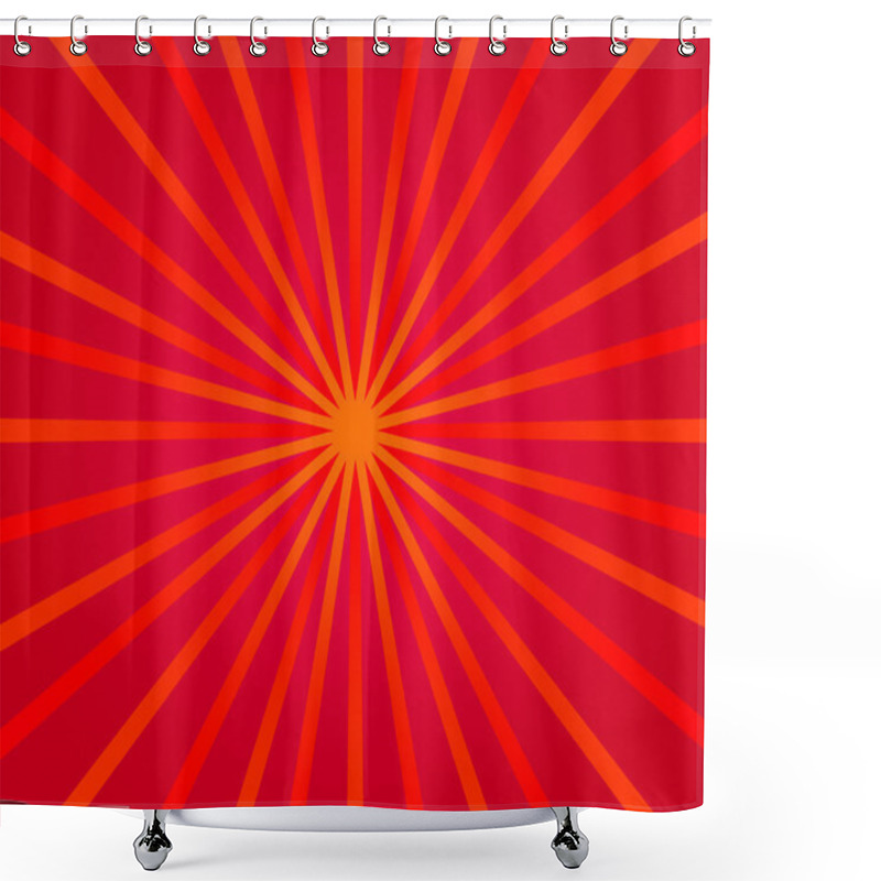 Personality  Red Retro Rays Backdrop Shower Curtains