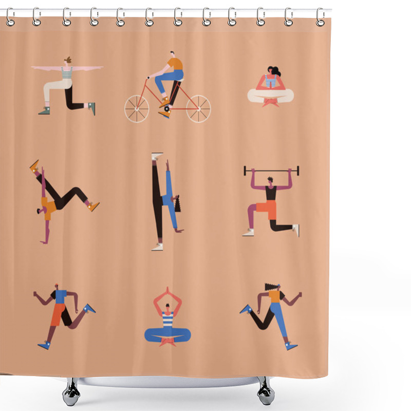 Personality  Nine Persons Practicing Activities Shower Curtains