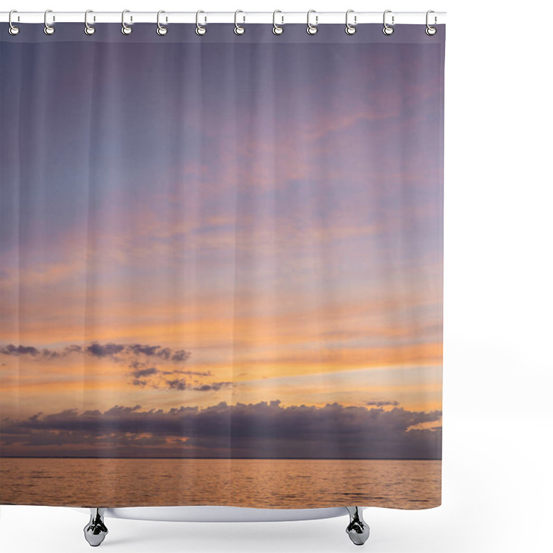 Personality  Landscape Of Sea And Cloudy Sky At Sunset  Shower Curtains