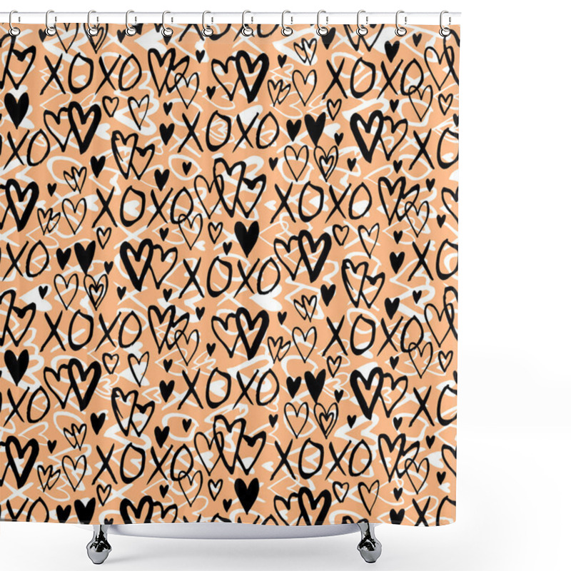 Personality  Pattern With Hand Painted Hearts Shower Curtains