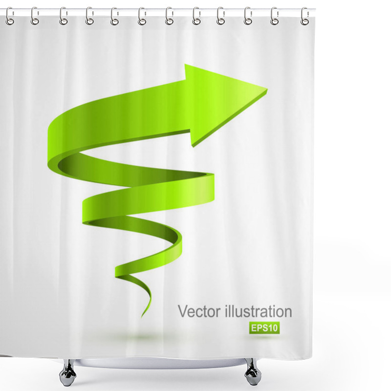 Personality  Green Spiral Arrow 3D Shower Curtains