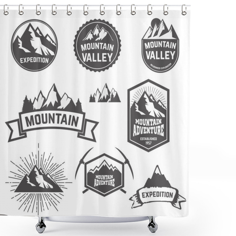 Personality  Mountains Set In Vector Shower Curtains