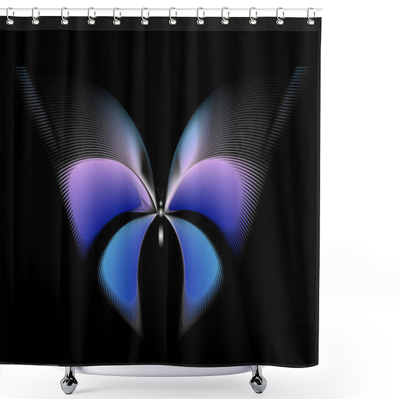 Personality  Butterfly Purple Pink Abstract Lines Black Background Shower Curtains