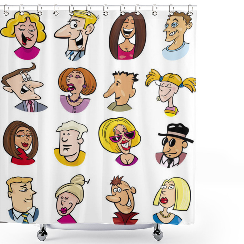 Personality  Cartoon Illustration Of Different People Characters And Emotions Shower Curtains