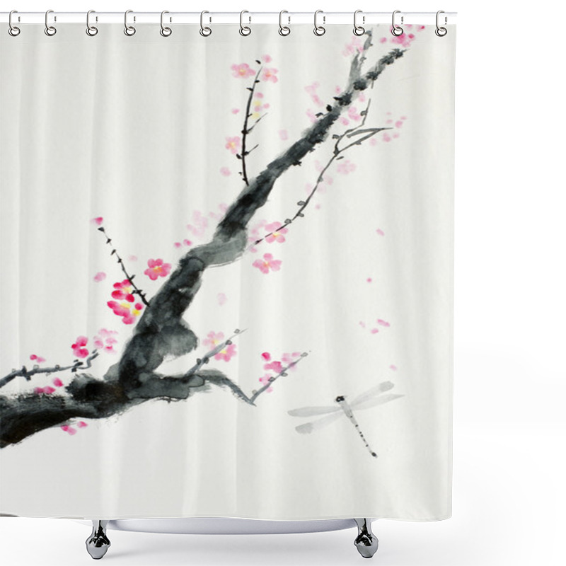 Personality  Branch Of Cherry Blossoms Shower Curtains