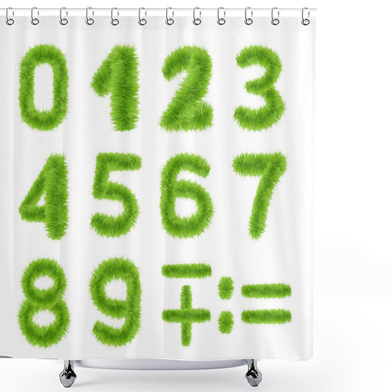 Personality  Spring Green Grass Numbers Set Shower Curtains