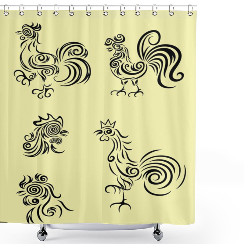 Personality  Rooster Set Ornament Shower Curtains