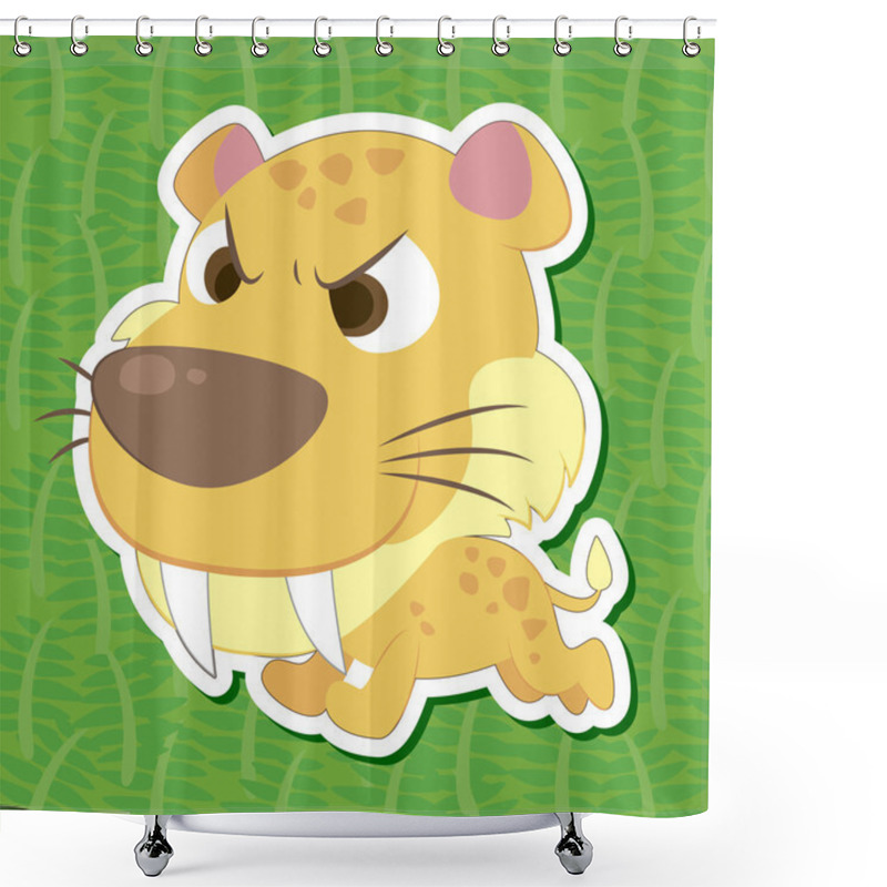 Personality  Cute Prehistoric Animal Sticker Shower Curtains