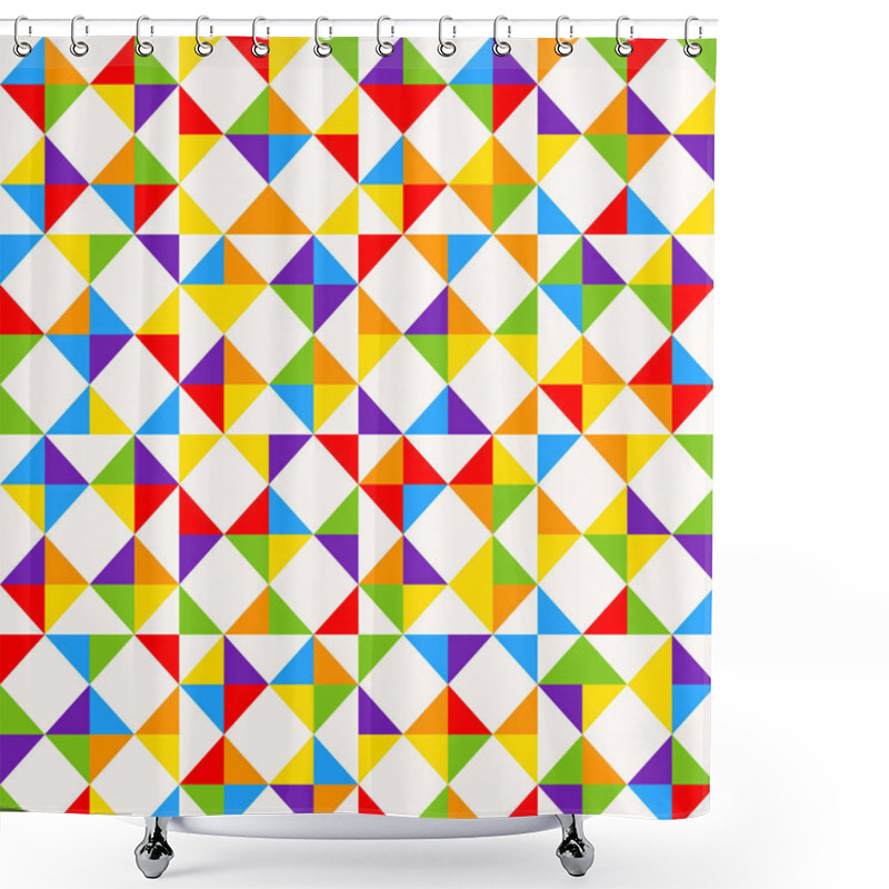 Personality  Rainbow Mosaic Tiles, Abstract Geometric Background, Seamless Vector Pattern. Shower Curtains