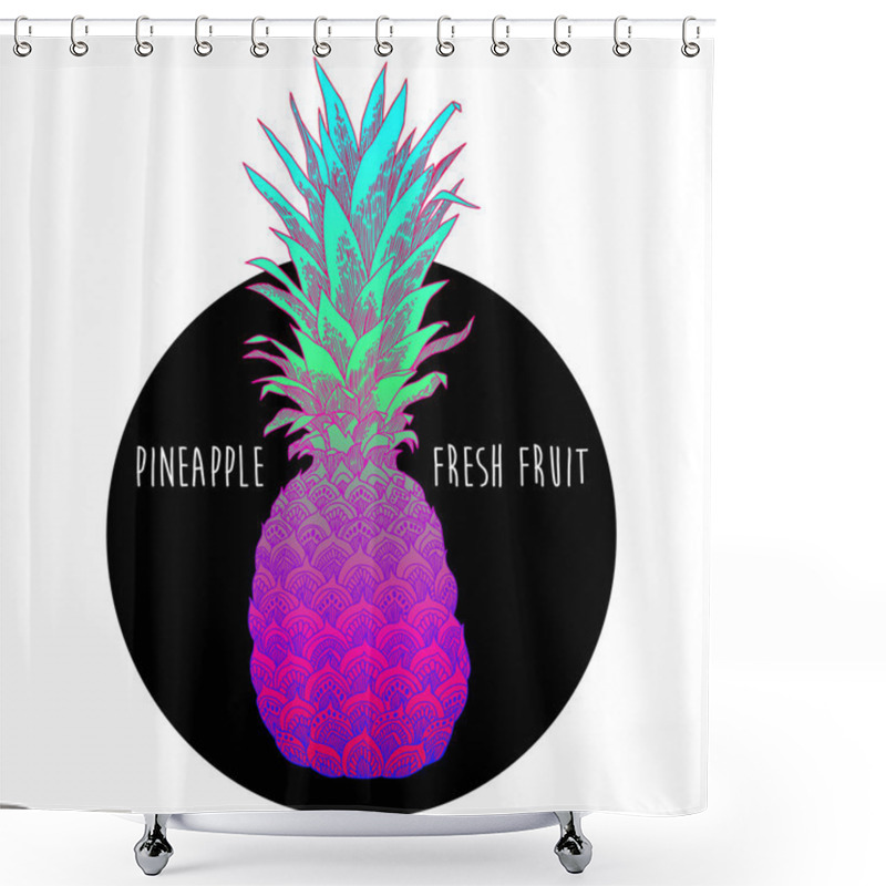 Personality  Hand Drawn Illustration Of Pineapple Fruit Shower Curtains