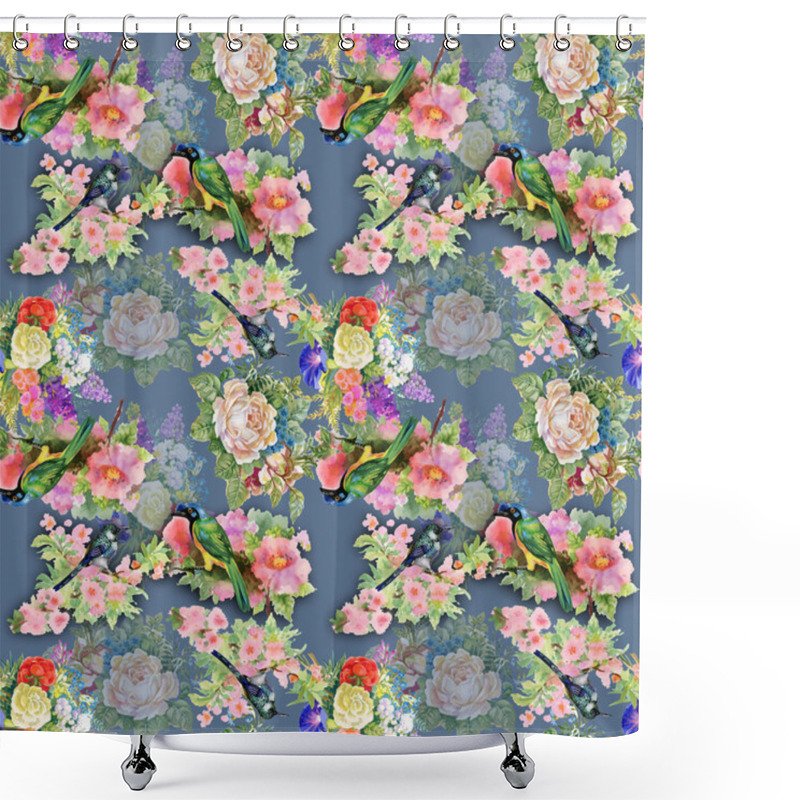 Personality  Exotic Birds With Flowers Shower Curtains