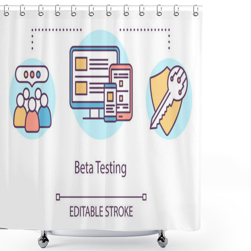 Personality  Beta Testing Concept Icon. User Verification Idea Thin Line Illu Shower Curtains